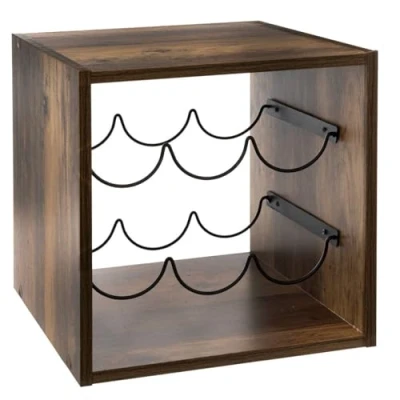 Afbeelding van Houten flessenrek/wijnrek voor 6 flessen 31 x cm donkerbruin Wijnfles houder