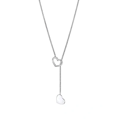 Afbeelding van Elli Double Heart Ketting, Dames, Maat: 45, Silber
