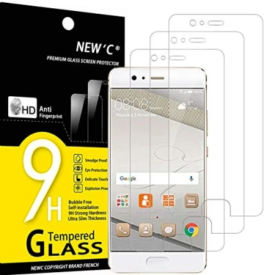 Afbeelding van NEW&#039;C 3 stuks gehard glas voor Huawei P10, displaybeschermfolie krasbestendig zonder luchtbellen zeer robuust (0,33 mm HD ultra transparant), hardheidsgraad 9H