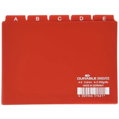 Image de Durable 366003 jeu de 25 intercalaires avec onglets imprimés a z format a6 rouge
