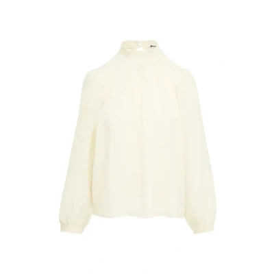 Afbeelding van QS Leicht Strukturierte MIT Gemocktem Stehkragen Blouse, Dames, Maat: 36, Beige