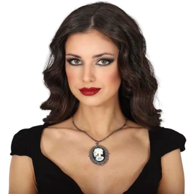 Afbeelding van Fiestas Guirca Ketting medaillon met skelet 1 stuks Halloween accessoires verkleden