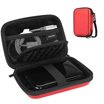 Afbeelding van ProCase Eva Universele beschermhoes voor externe harde schijf 6,35 cm 2,5 inch elektronische apparaten Wd My Passport mobiele accessoires HDD kabel, SSD rood
