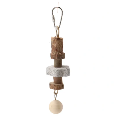 Afbeelding van Trixie Knabbelhout Met Lavasteen Vogelspeelgoed 16 cm