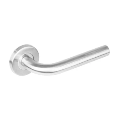 Afbeelding van Intersteel Deurklink RVS recht op geveerde rozet met nokken Ø53x8 mm