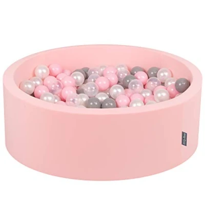 Afbeelding van KiddyMoon 90 x 30 cm/300 ballen ∅ 7Cm Ronde Baby Ballenbad, Roze: Parel/Grijs/Transparant/Poederroze