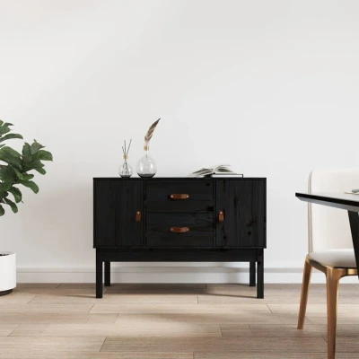 Afbeelding van Dressoir 110x40x78 cm massief grenenhout zwart