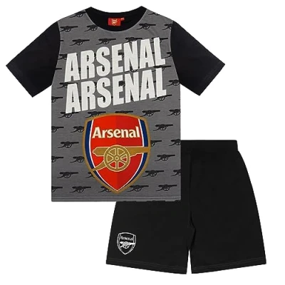 Afbeelding van Arsenal FC Officiële pyjamaset met voetbalthema, kinderen, zwart, opschrift, 10 11 jaar, Zwart opschrift