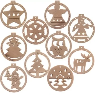 Afbeelding van Ruhhy Houten kerstballen 10 stuks