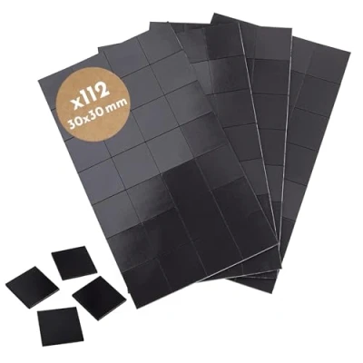 Afbeelding van WINTEX Magneetplaatjes, zelfklevend, sterk, 112 magneten, 30 x mm, op maat te snijden, platte kleefmagneten, geschikt om foto/afbeeldingen plakken of het bord 2 mm