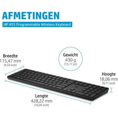 Afbeelding van Toetsenbord HP 455 programmeerbaar draadloos Qwerty zwart