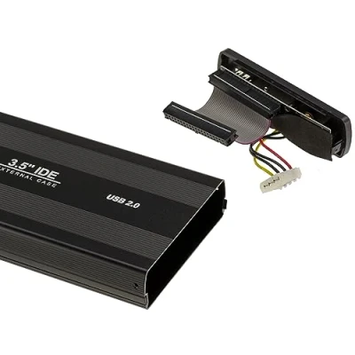 Afbeelding van KALEA INFORMATIQUE externe USB behuizing voor IDE 3.5 40 pins harde schijven met voeding. van aluminium, kleur: zwart
