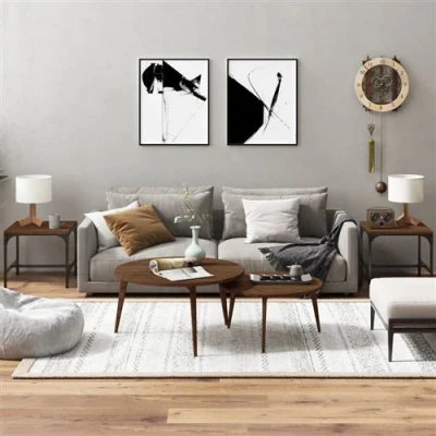 Afbeelding van Bijzettafels 2 st 40x40x35 cm bewerkt hout bruineiken