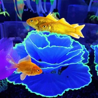 Afbeelding van Besimple Kunstkoraal van kunsthars met lichteffect voor aquarium, blauw