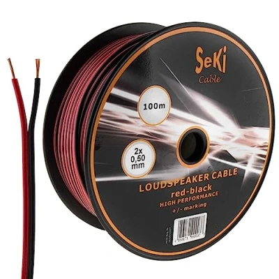 Afbeelding van SeKi luidsprekerkabel 2 x 0,50 mm² 100 m rood/zwart CCA audiokabel