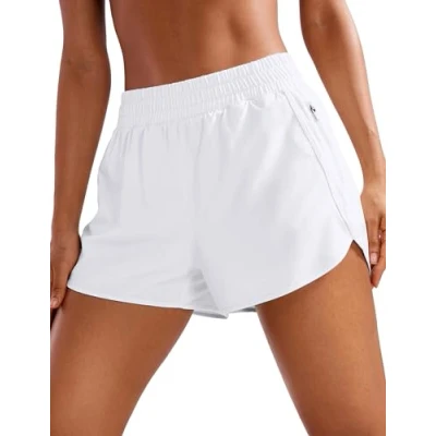 Afbeelding van CRZ YOGA Hardloopshorts voor dames, dolfijn, hoge taille, sneldrogend, Wit.