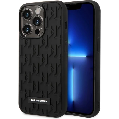 Afbeelding van iPhone 14 Pro Backcase hoesje Karl Lagerfeld Effen Zwart TPU (Zacht)