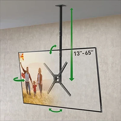 Afbeelding van Barkan Plafondbeugel 29 inch 65 74cm 165cm Vlak Gebogen TV Kijkhoek, Uittrekbaar, Dra