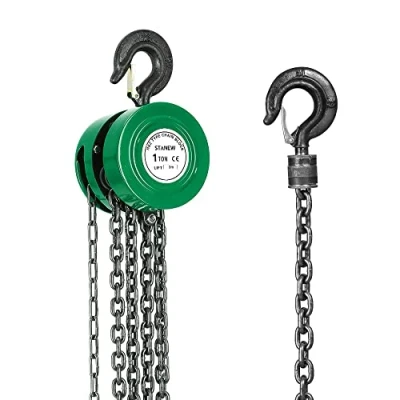 Afbeelding van Handmatige kettingtakel met robuuste haak STANEW, hefhoogte 3 m, groen, dubbele laadketting, G80 ketting, hefhaak veiligheid (1 ton m)