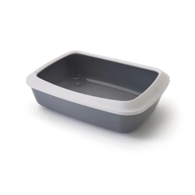 Afbeelding van Savic Kattenbak Iriz Met Rand Koudgrijs / Wit 42X31X12,5 CM (409978)