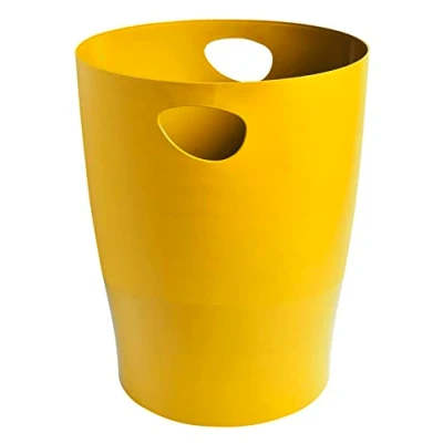 Afbeelding van Exacompta Ref. 45308D Set van 8 prullenbakken, ECOBIN BeeBlue vuilnisbakken met handgrepen Volume 15 liter Afmetingen 26,3 x 33,5 cm Voor kantoor of thuis saffraan kleur