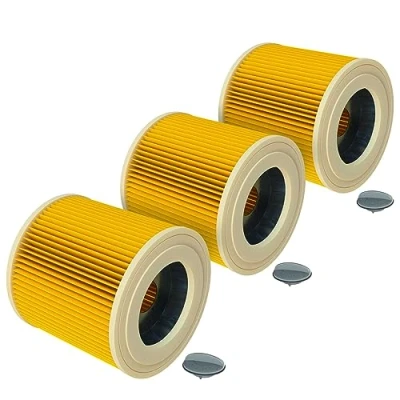 Afbeelding van vhbw® 3 x vervangende cartridgefilterset voor Kärcher 6.414 552.0 nat en droogzuiger, multifunctionele stofzuiger