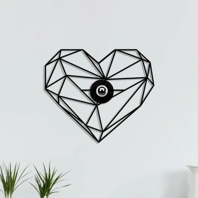 Afbeelding van Wandlamp W 046, zwart, hart ontwerp, MDF hout laser gesneden