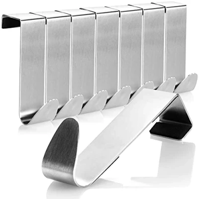 Afbeelding van COM FOUR® 8 x deurhaken van roestvrij staal kledinghaken met schuimbescherming voor kastdeuren en kamerdeuren 7,5 cm (08 stuks gevoerd)
