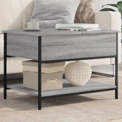 Afbeelding van Salontafel 70x50x50 cm bewerkt hout en metaal grijs sonoma