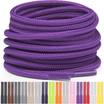 Afbeelding van Miscly Lacets Ronds pour Chaussures, Baskets et Bottes Disponibles en Plusieurs Longueurs Couleurs (Violet, 183 cm)