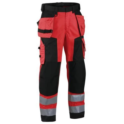 Image de Pantalon artisan softshell haute visibilité rouge fluorescent/noir