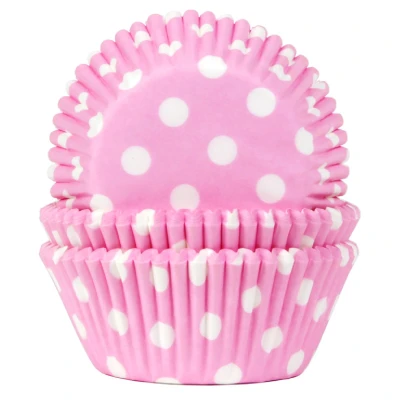 Afbeelding van Cupcake Cups HoM Polkadot Roze 50x33mm. 50st.