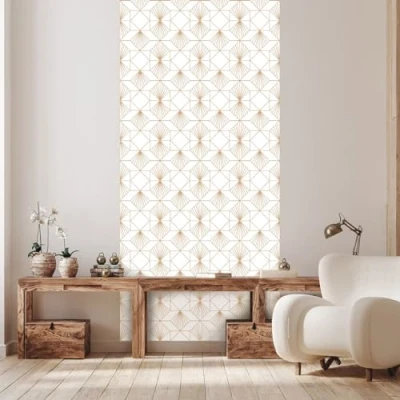 Afbeelding van Papier peint intissé pré encollé MOTIF ART DÉCO GÉOMÉTRIQUE BLANC 1 rouleau de 300x60cm