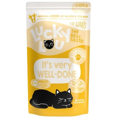 Afbeelding van 16x 125g Lucky Lou Sterilized Gevogelte &amp; Rundvlees Nat Kattenvoer