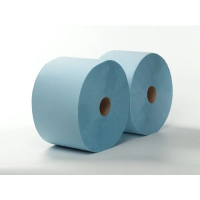 Afbeelding van Poetspapier maxirol blauw 3 laags 22.5cmx360mtr 2 rollen