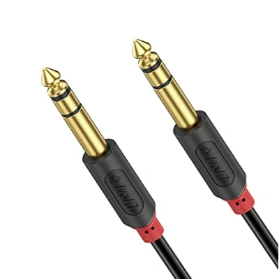 Afbeelding van J&amp;D 1/4 inch TRS Kabel, Verguld Audiowave Serie 6,35 mm mannelijk naar Gebalanceerde Interconnect PVC Omhulde Stereo Audiokabel (0,9 meter)