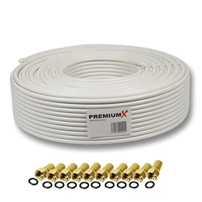 Afbeelding van Premium X Pro professionele coaxkabel 25m 135dB 5 voudig afgeschermd zuiver koper 10x F stekker