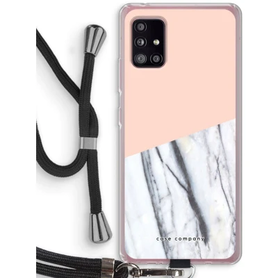 Afbeelding van Case Company® hoesje met Koord geschikt voor Samsung Galaxy A51 5G A touch of peach Telefoonhoesje Zwart Bescherming aan alle Kanten en Over de Schermrand