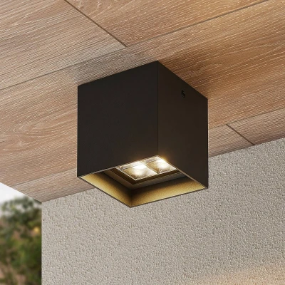 Afbeelding van Lindby LED plafondlamp 1licht aluminium, glas H: 10 cm donkergrijs Inclusief lichtbron