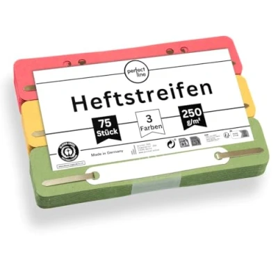 Afbeelding van perfect line 75 notitieboekjes van gerecycled karton, 250 g/m², Made in Germany (rood, groen, geel)
