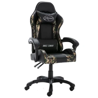 Afbeelding van vidaXL Racestoel kunstleer zwart en camouflage