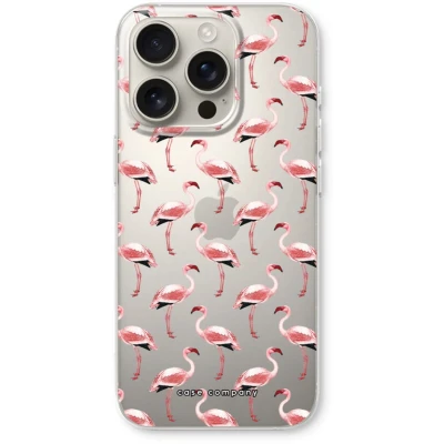 Afbeelding van Case Company® hoesje geschikt voor iPhone 16 Pro Flamingo Soft Cover Telefoonhoesje Bescherming aan alle Kanten en Schermrand