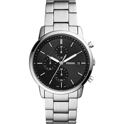 Afbeelding van Fossil Minimalist Chronograaf, Heren, Maat: One Size, Black