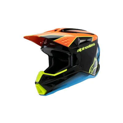 Afbeelding van Alpinestars 2025 Supertech M3 Fray Jeugd Crosshelm Zwart / Oranje Fluor Geel maat YM