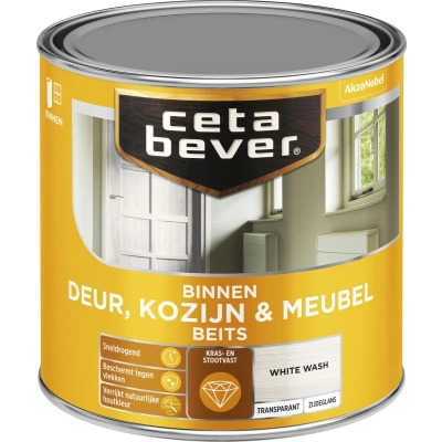 Afbeelding van Ceta Bever Binnenbeits Deur, Kozijn &amp; Meubel Zijdeglans White Wash 0591 0,25 liter