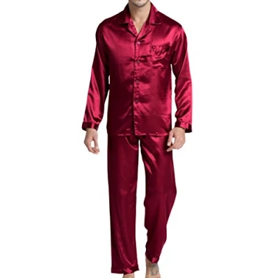 Afbeelding van Satijnen pyjama voor heren, Bordeaux