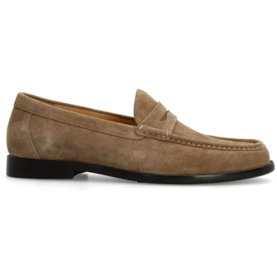 Afbeelding van Manfield Loafer Instappers, Heren, Maat: 43, Taupe Schoenen