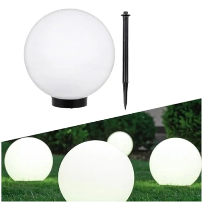 Afbeelding van GreenBlue GB166 Solar LED tuinlamp Grote bol Buitenlamp 25x25x58cm IP44 Wit