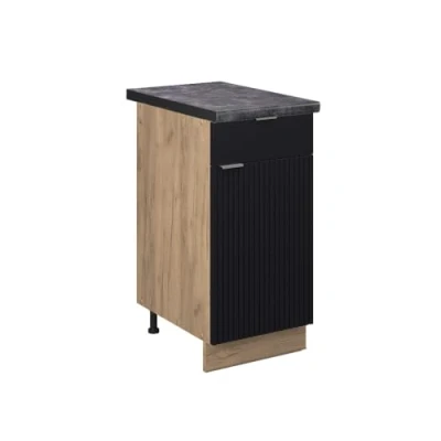 Afbeelding van Vicco Keukenonderkast Fame Line, Zwart gestreept/Krachtige eik goud, 40 cm , WB Antraciet