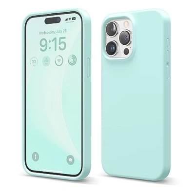 Afbeelding van elago Vloeibare siliconen hoes compatibel met iPhone 15 Pro Max, hoogwaardig, integraal beschermend, 4 laagse schokbestendige structuur, zachte anti kras microvezelvoering, turquoise (ultramarijn
